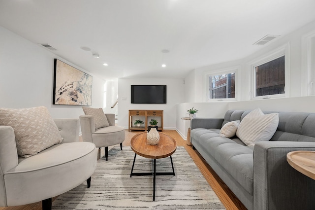 living room featuring light hardwood / wood-style flooring