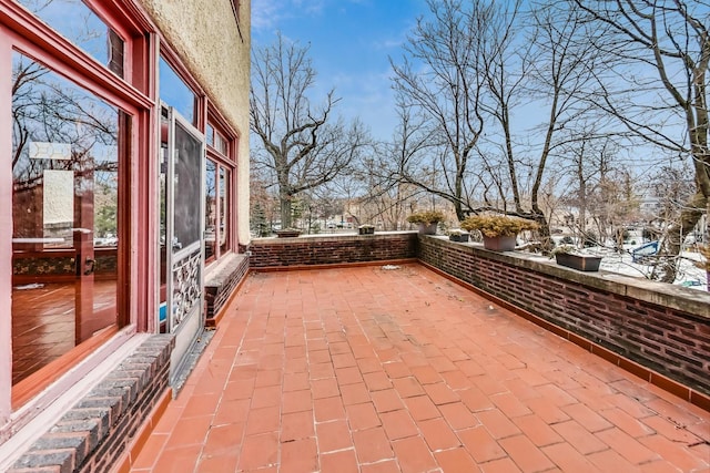 view of snow covered patio