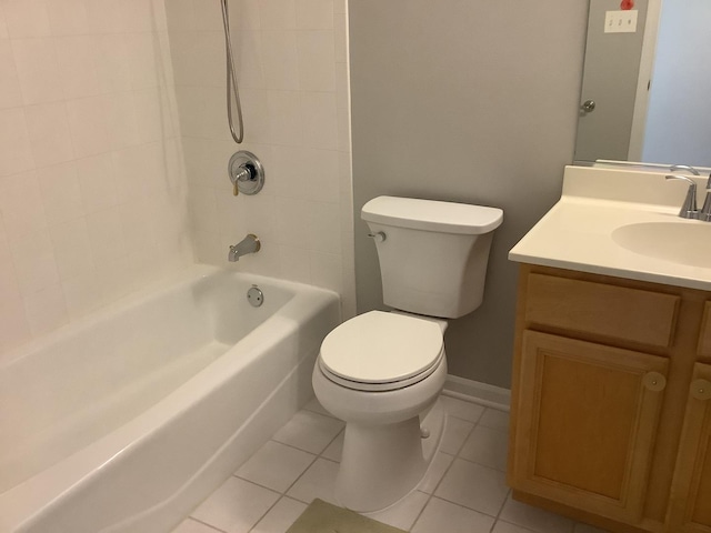 full bathroom with tile patterned floors, vanity, toilet, and bathing tub / shower combination