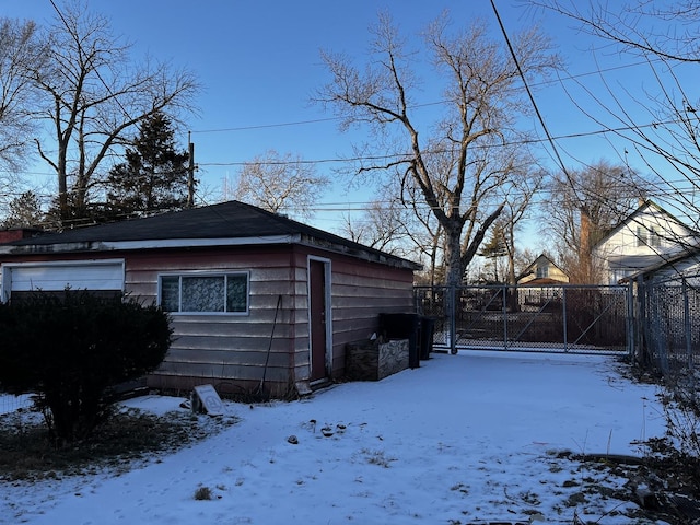 view of snow covered exterior