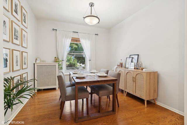 dining area with wood-type flooring