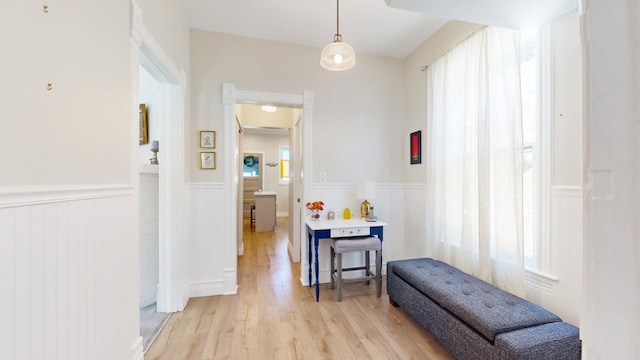 hall featuring light hardwood / wood-style floors