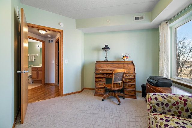 office area with light carpet and a wealth of natural light