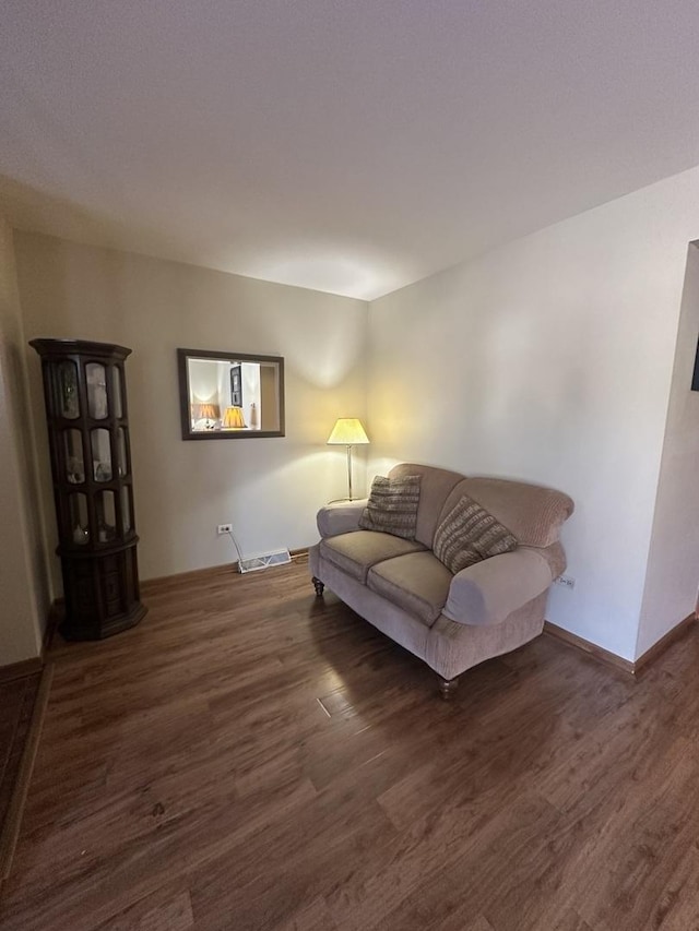 living room featuring dark hardwood / wood-style flooring