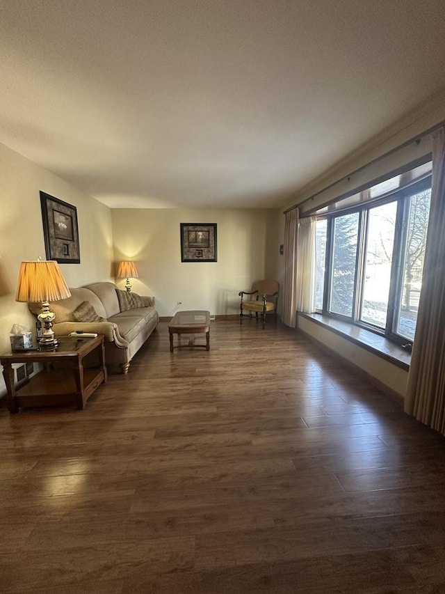 living room featuring dark hardwood / wood-style floors