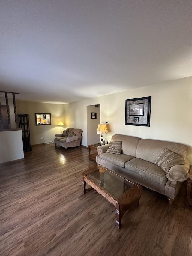 living room featuring dark hardwood / wood-style flooring