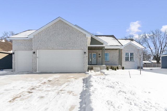 view of front of property with a garage