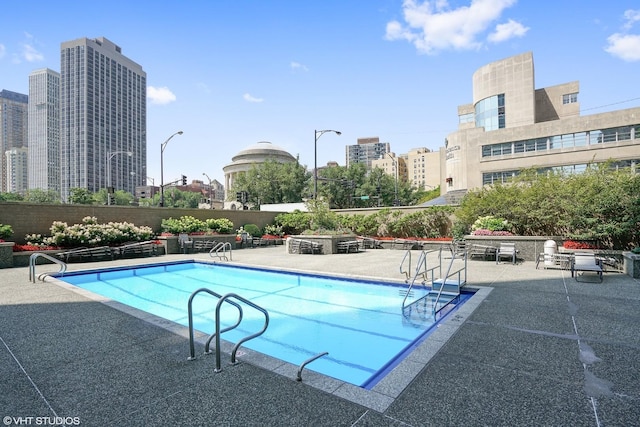 view of pool featuring a patio