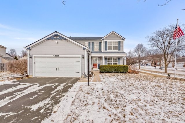 front of property featuring a garage