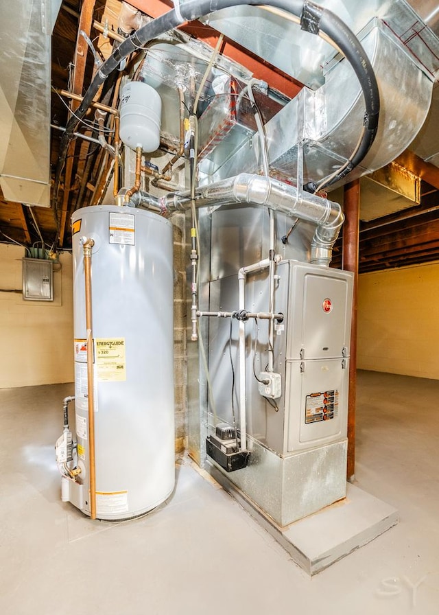 utility room featuring gas water heater