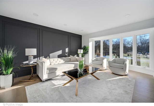 living room with hardwood / wood-style floors