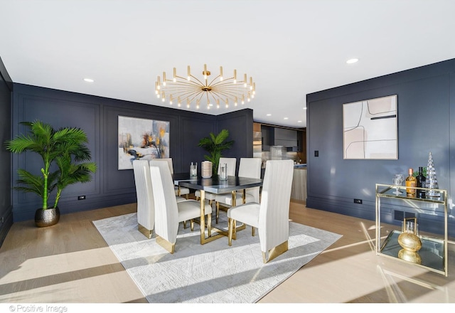 dining area with light wood-type flooring