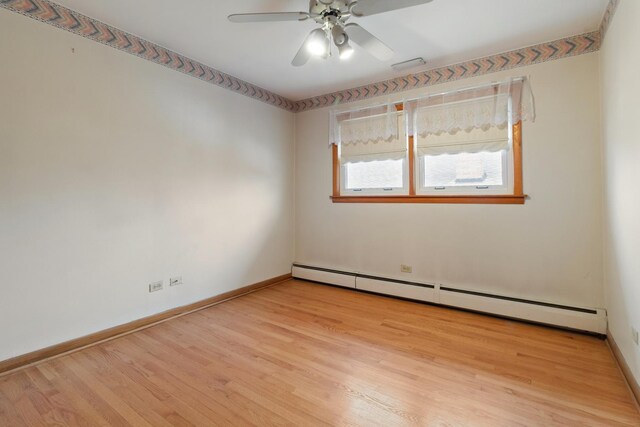 unfurnished bedroom featuring ceiling fan and light hardwood / wood-style flooring