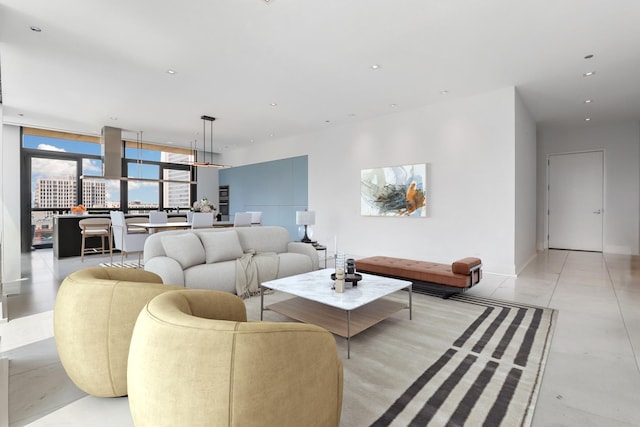 living room featuring expansive windows