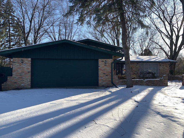 exterior space with a garage