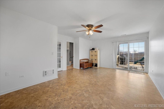 unfurnished room featuring ceiling fan