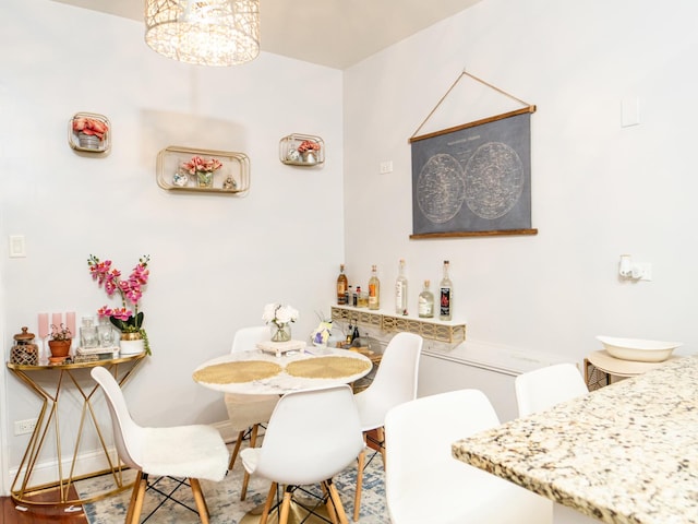 bathroom with an inviting chandelier