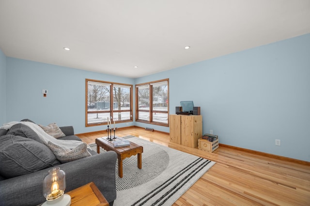 living room featuring light hardwood / wood-style flooring