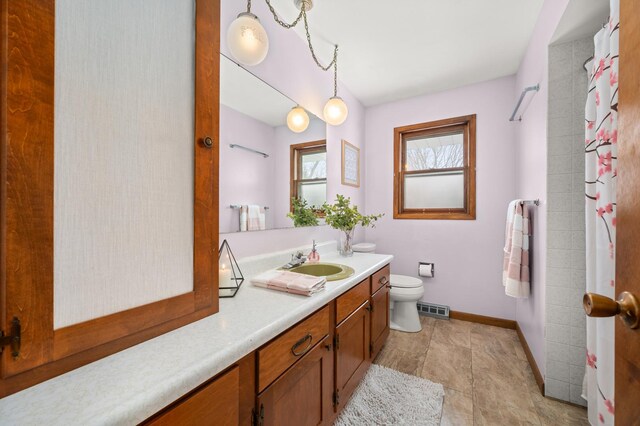 bathroom with toilet and vanity