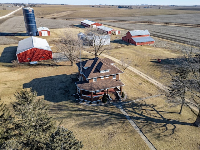 bird's eye view with a rural view