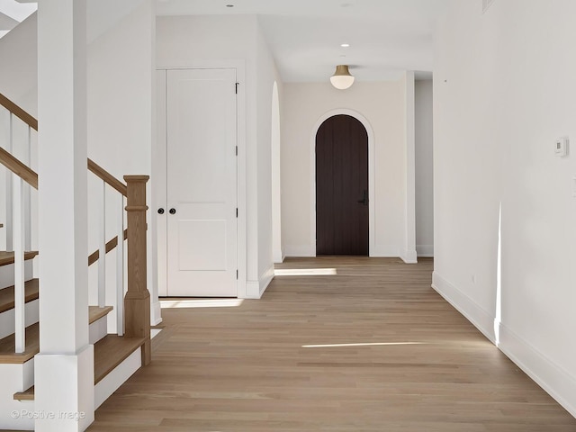 foyer entrance featuring light hardwood / wood-style flooring