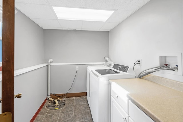 laundry room featuring cabinets and separate washer and dryer