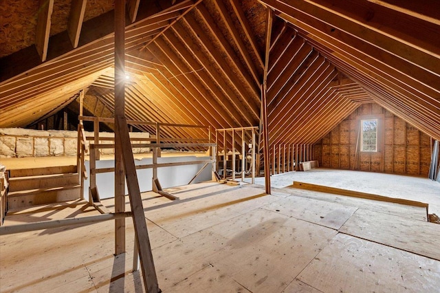 view of unfinished attic