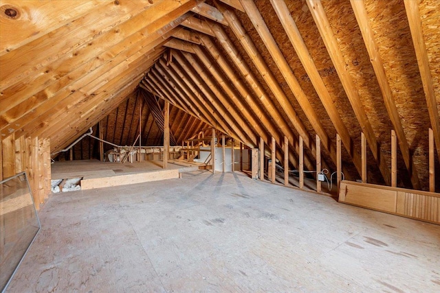 view of unfinished attic