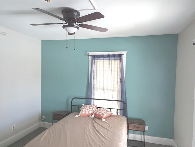 bedroom with carpet and ceiling fan