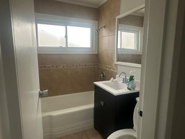 175 Westwood Dr, Park Forest, IL 60466 - bathroom with tile patterned flooring, vanity, toilet, and shower / tub combination