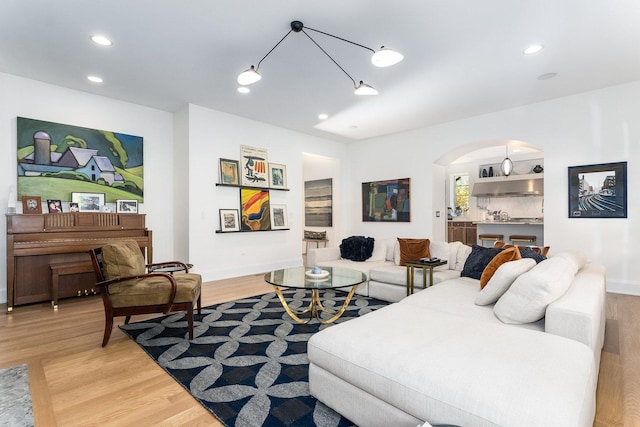 living room featuring wood-type flooring