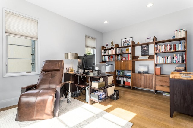 living area with wood-type flooring