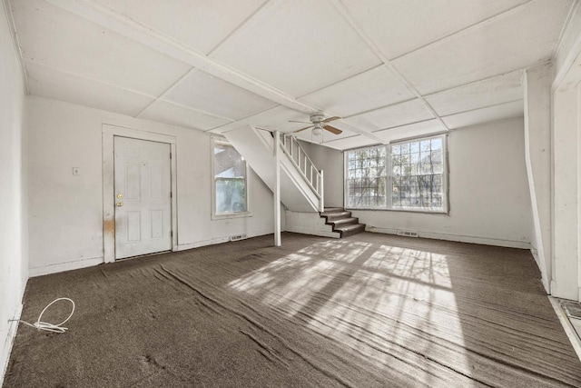 bonus room featuring carpet floors and ceiling fan