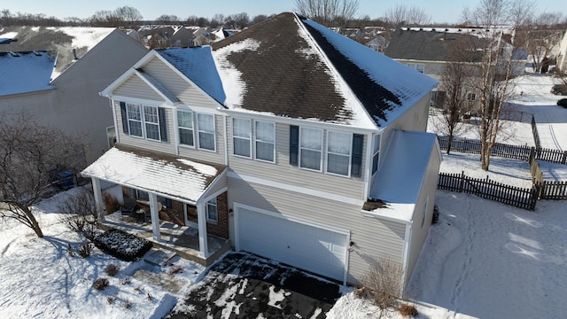 exterior space with a garage