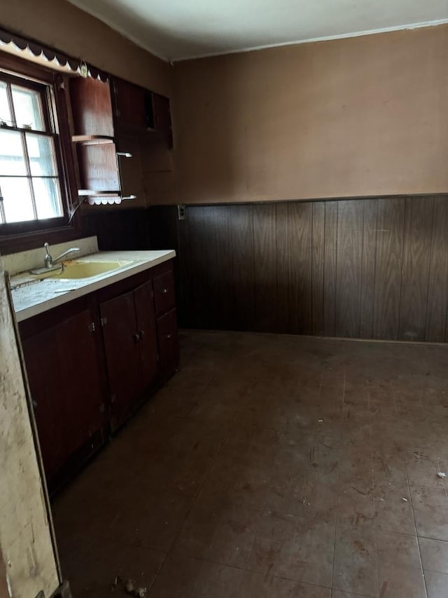 kitchen featuring sink and dark brown cabinets