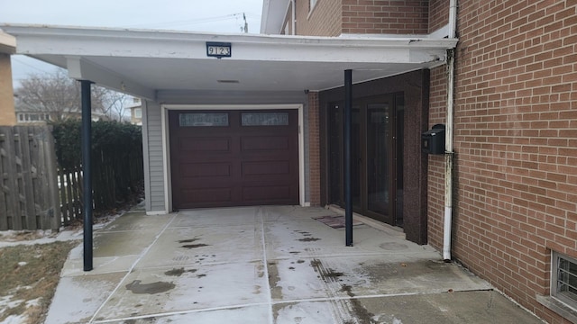 garage with a carport