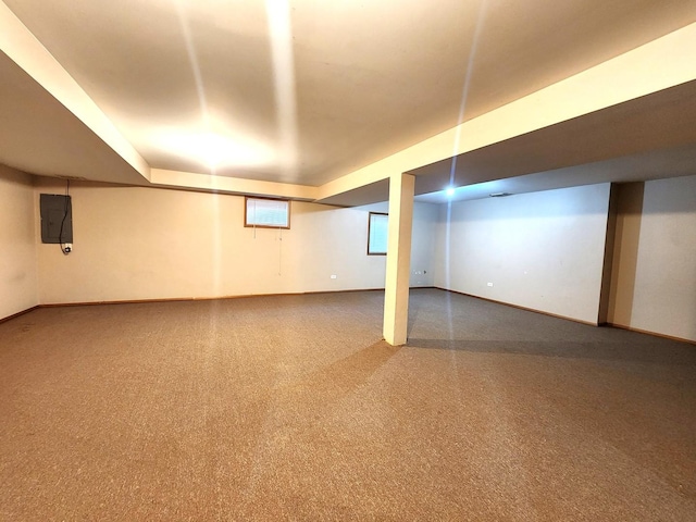 basement with electric panel