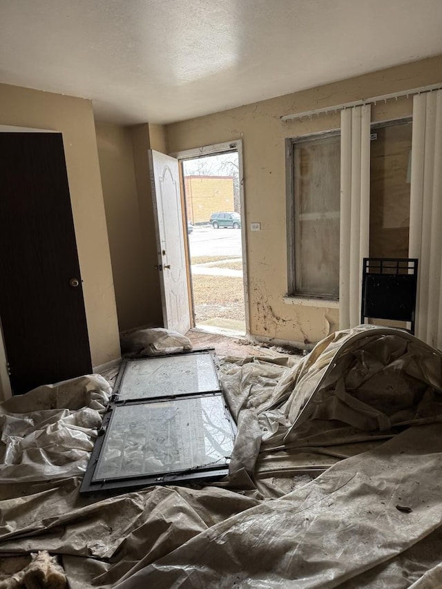 bedroom with a textured ceiling