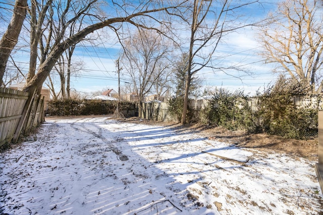 view of yard covered in snow