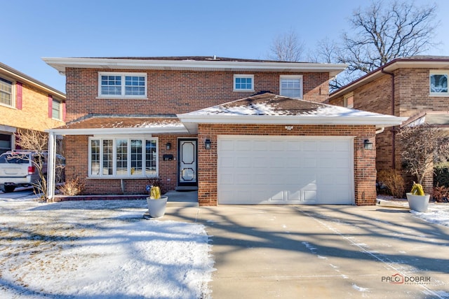 view of front property with a garage