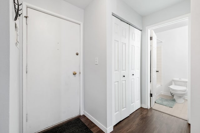 interior space featuring dark wood-type flooring