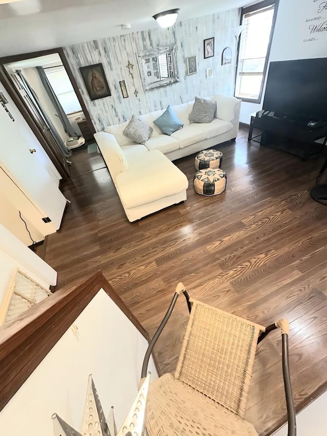 110 S Cherry St, Somonauk, IL 60552 - living room with wallpapered walls and wood finished floors