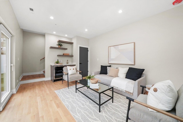 living room featuring light wood-type flooring