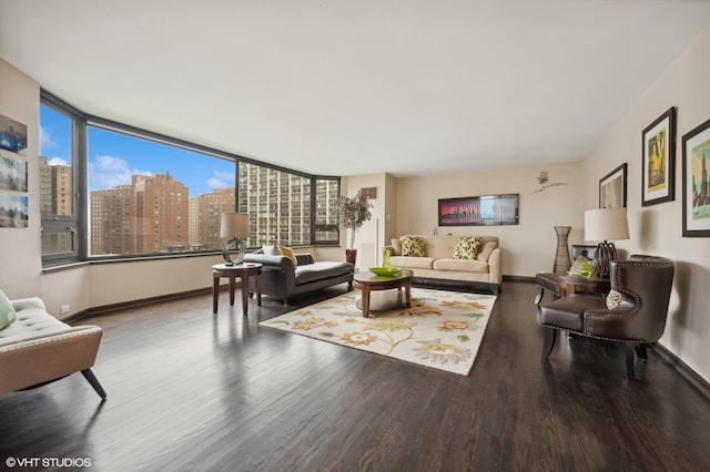 living room with wood-type flooring