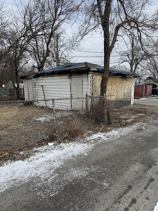 view of snow covered property