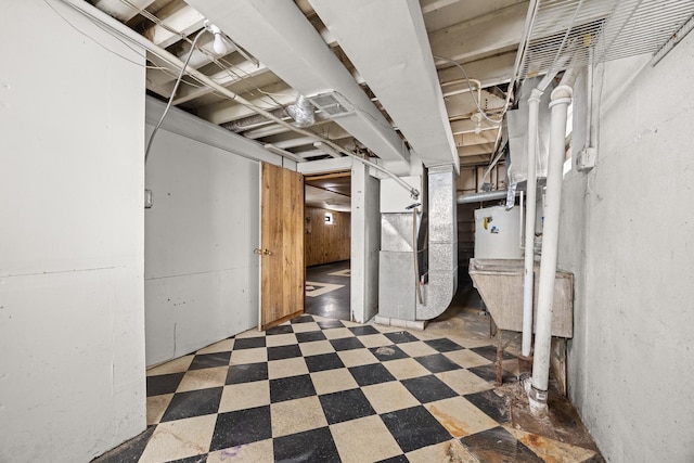 basement with water heater