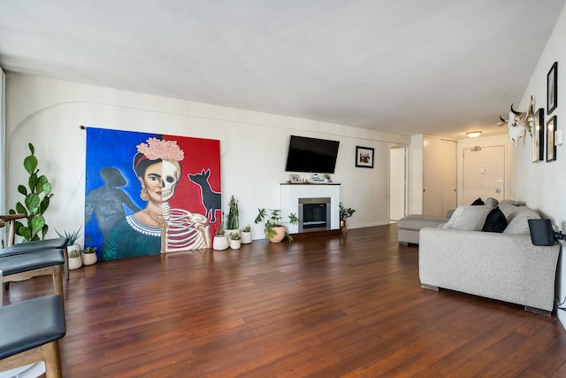 living room featuring dark hardwood / wood-style floors