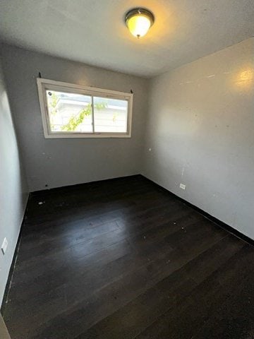 unfurnished room with dark wood-type flooring