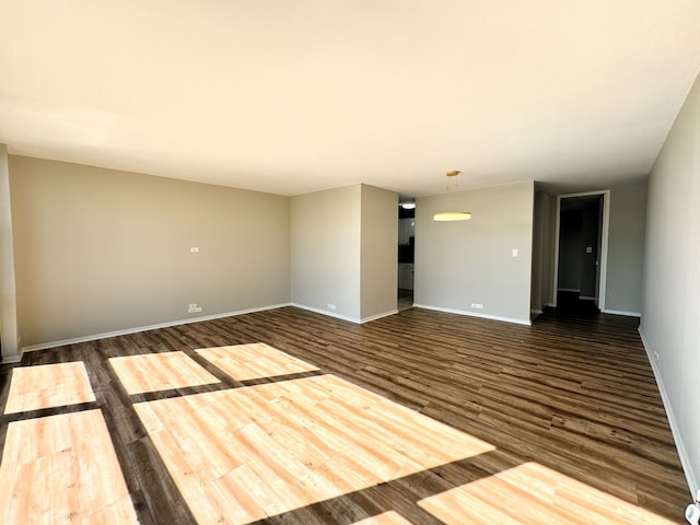 unfurnished living room with dark hardwood / wood-style floors