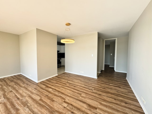 spare room featuring wood-type flooring